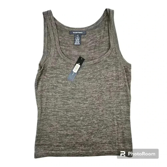 NWT Ellen Tracy Soutache Knit Cardigan and Tank Set Bronze and Gold Petite Med - Picture 13 of 16